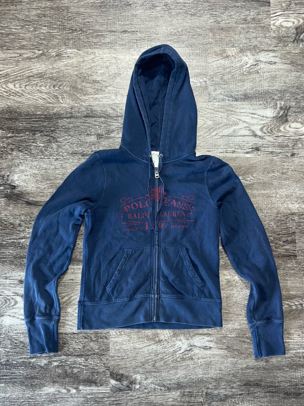 Polo Ralph Lauren Vintage Navy Blue Zip Up Hoodie Jacket Women’s Size Medium